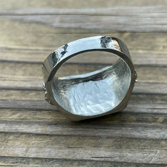 Men Ring Silver Tone Fashion Jewelry Rings Unisex Ring Size 10.5 - Picture 8 of 12